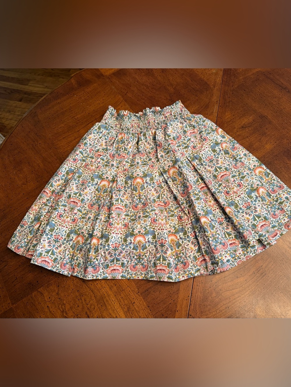 💓💚BURU Floral Smocked Waist Cotton Skirt Women’s Medium Cottagecore Lined💚💓 - Picture 2 of 10
